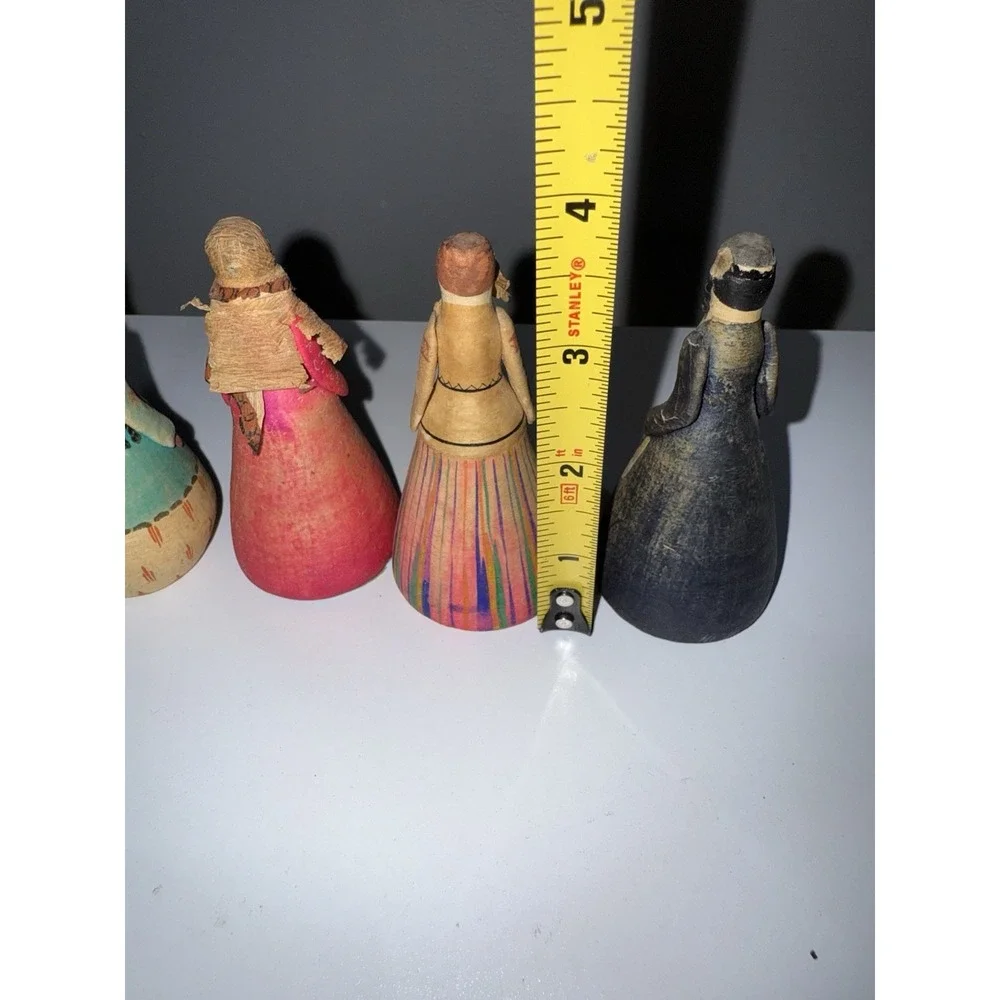 LOT Vintage Handmade & Painted Spun Cotton & Paper Mache‎ Dolls Russian Folk Art